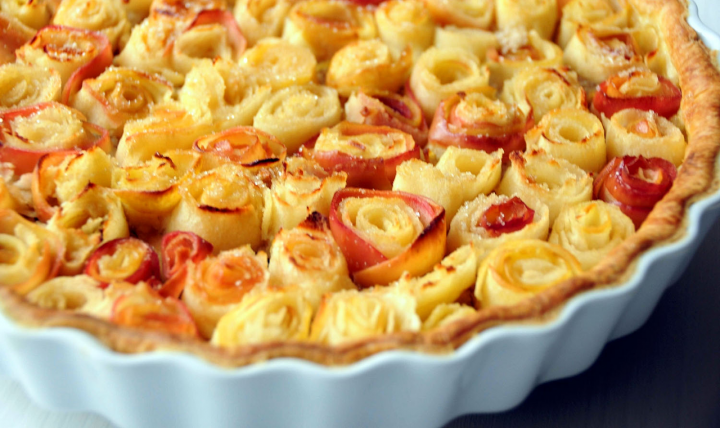 Torta de maçãs Bouquet de rosas